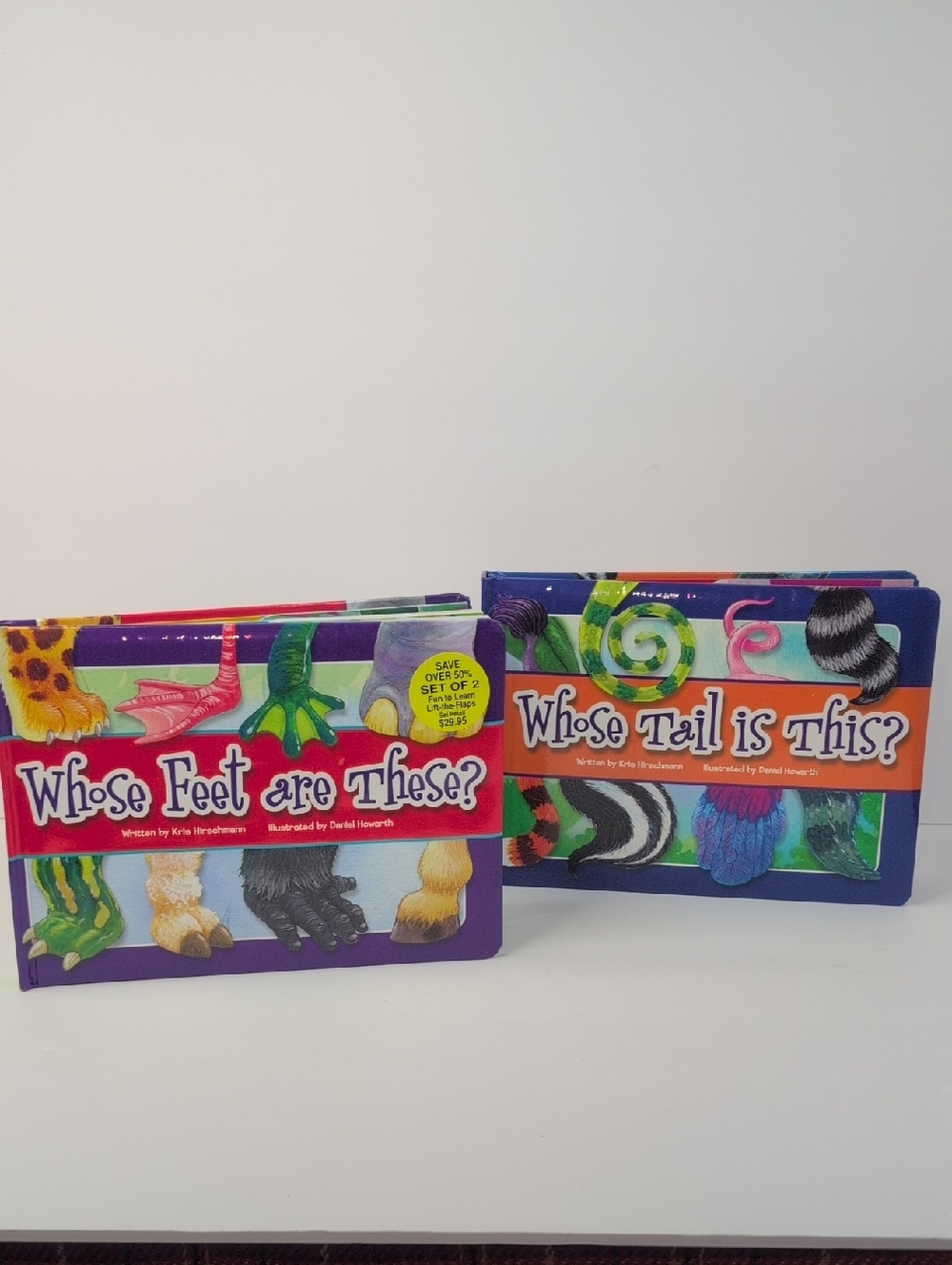 Whose Feet Are These? / Whose Tail Is This? - Kids Board Book Set (Purple, Blue)